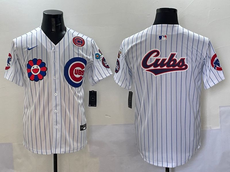 Men Chicago Cubs Blank White Stripe Flower Edition 2025 Nike MLB Jersey style 4->los angeles dodgers->MLB Jersey